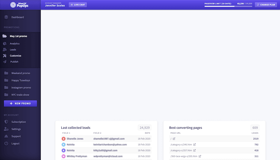 Analytics feature screenshot
