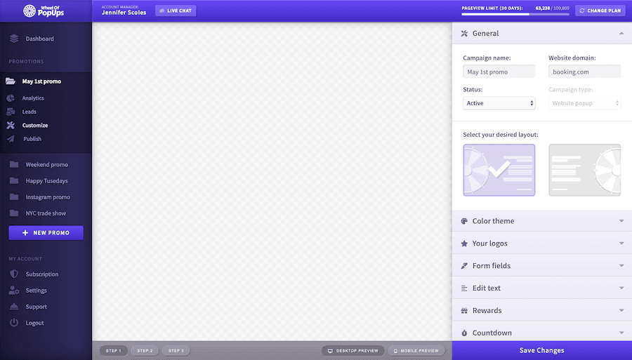 Online promotion app screenshot