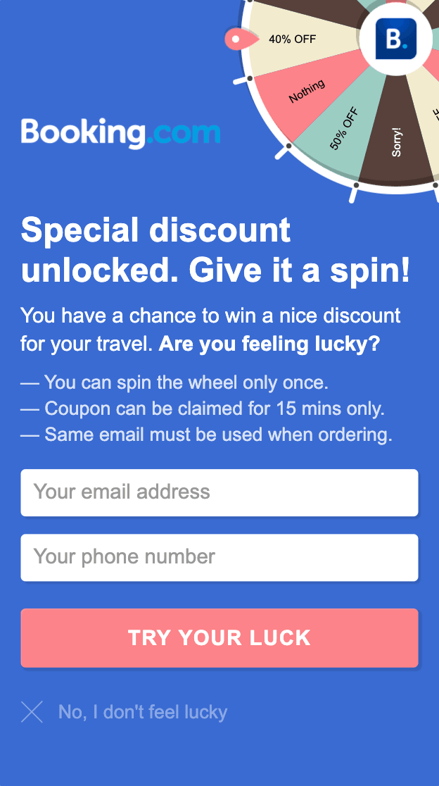 Website popup screenshot for mobile