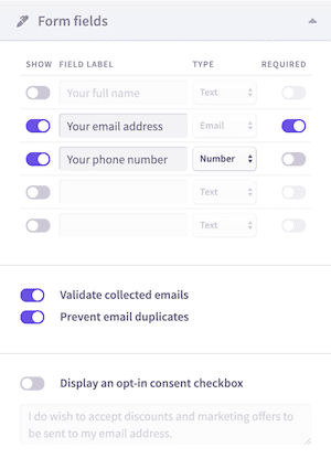 Lead generation form screenshot